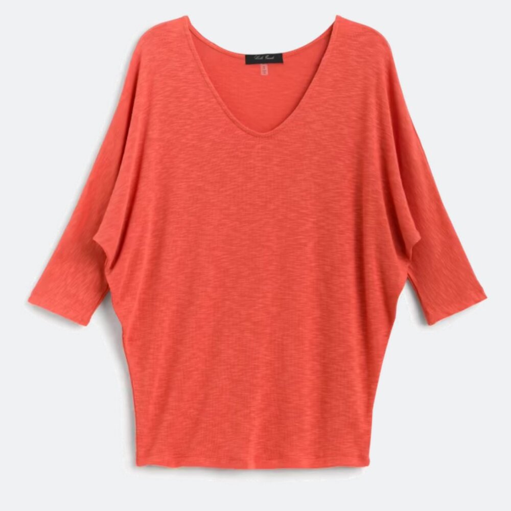 Laila Jayde Bowie 3/4 Sleeve Dolman Knit Top, Size M, Coral